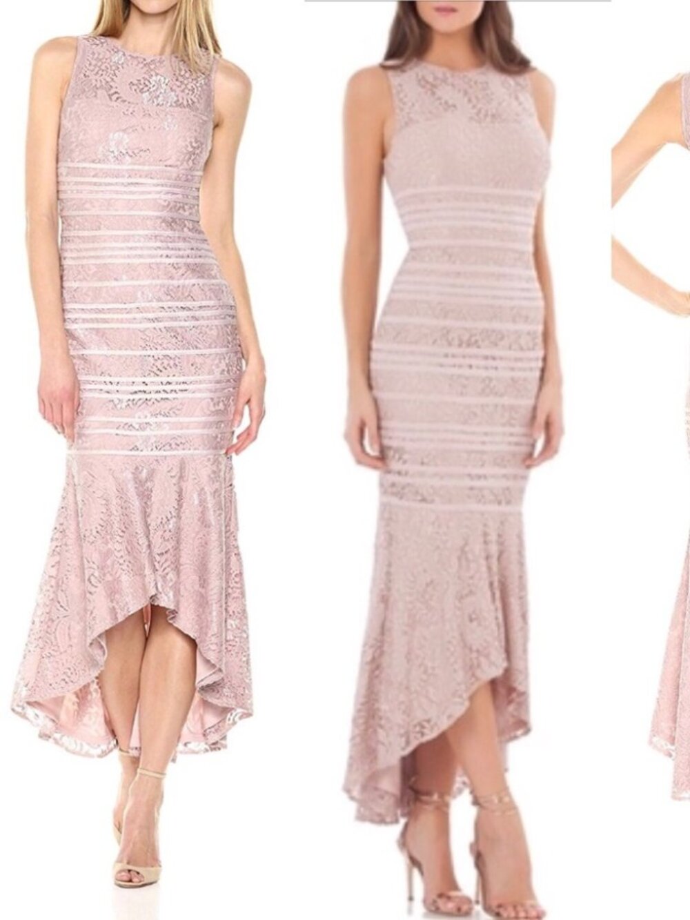 JS Collections NWOT Blush High Low Lace Gown Long Dress Size 6